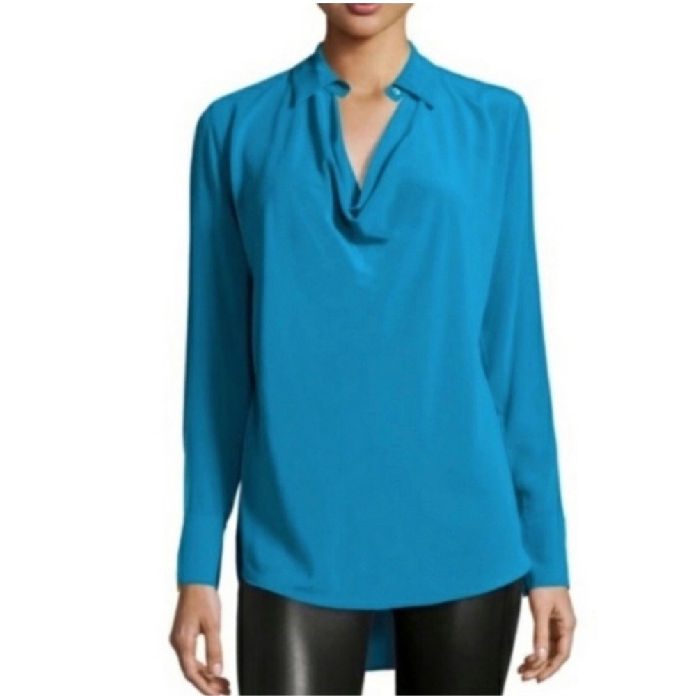 Vince Women’s LS Cowl Neck Long Sleeve Silk Blouse Top Size Small Color Bay NEW